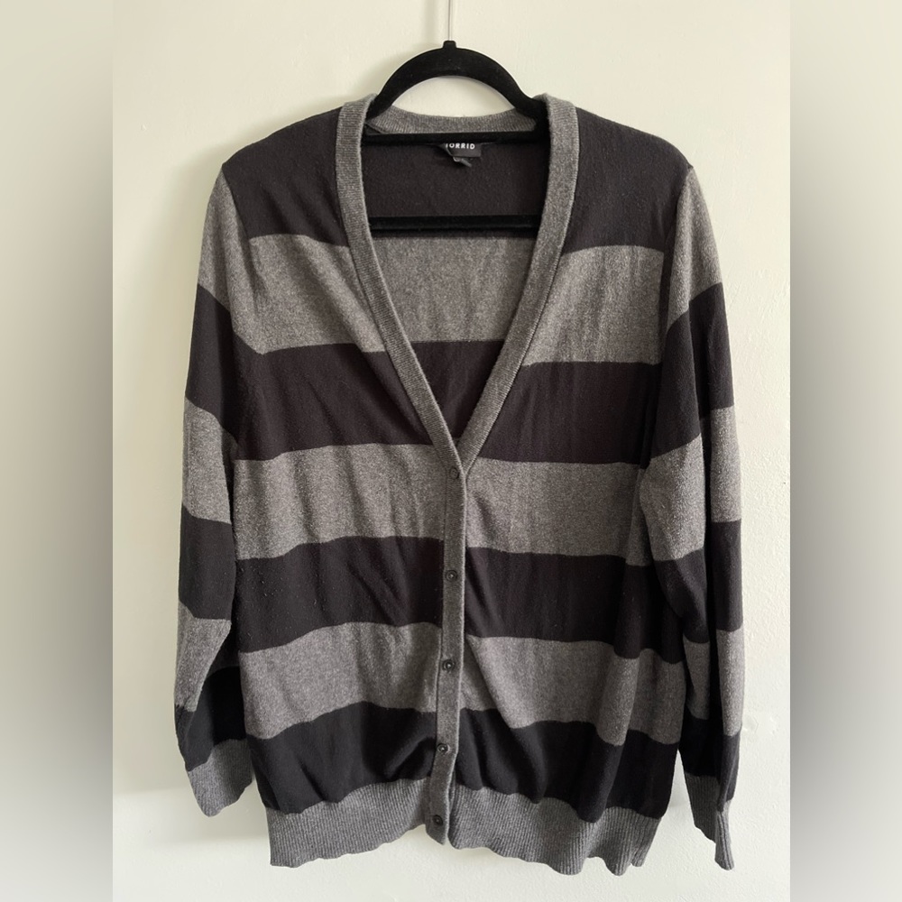 Torrid Black and Gray Long Sleeve Button Down Cardigan